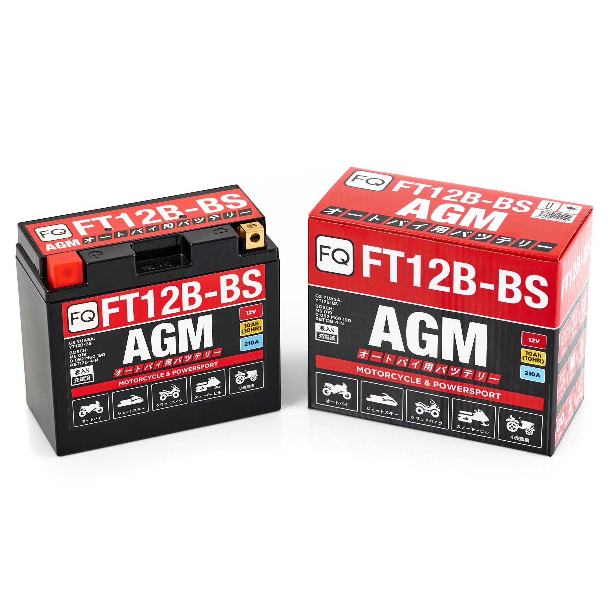 Мото аккумулятор FQ 10Ah FT12B-BS AGM