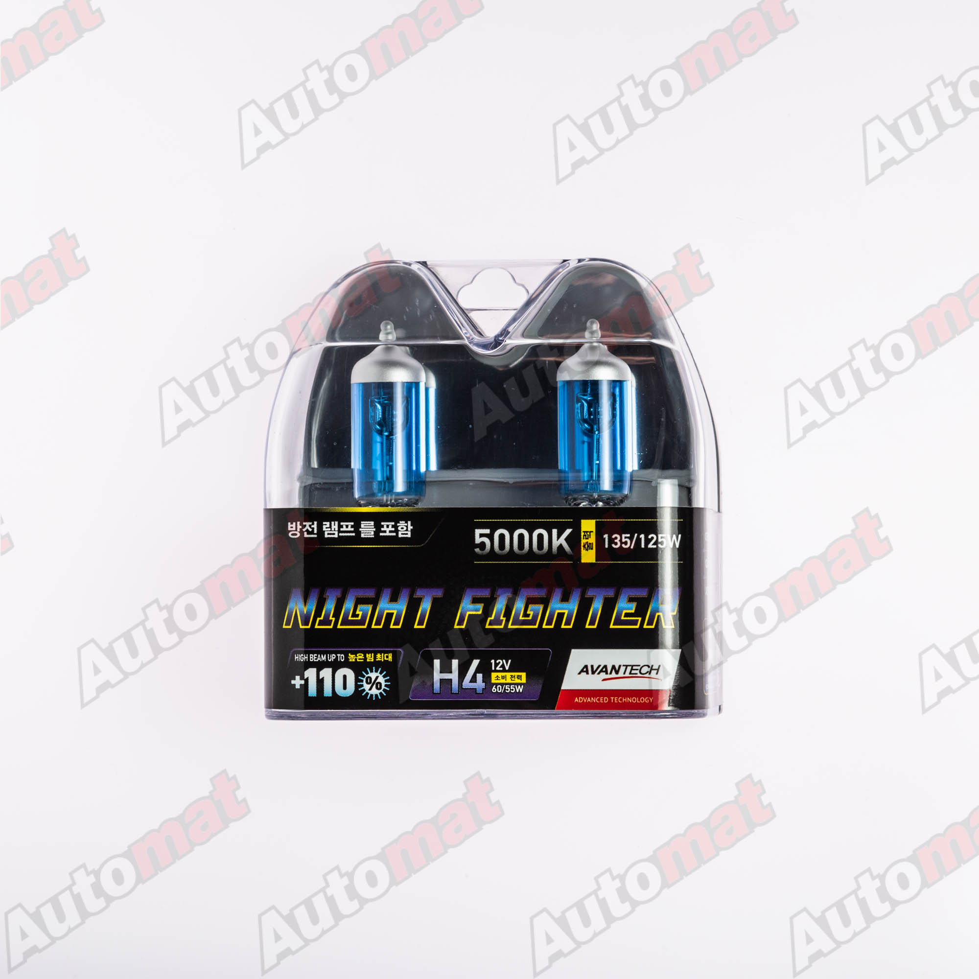 Высокотемпературная лампа AVANTECH H4 12V 60/55W (135/125W) 5000K, комплект 2 шт