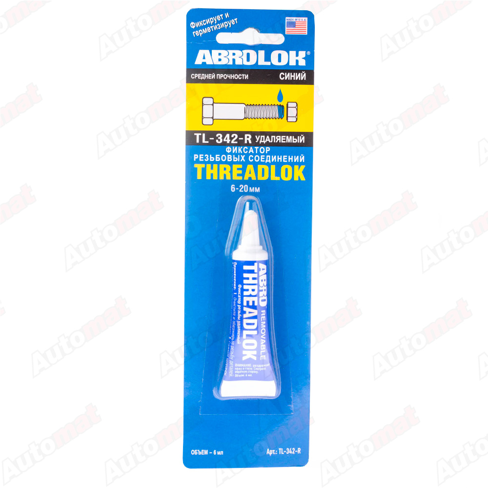 Фиксатор резьбы ABRO удаляемый, синий, 6 мл