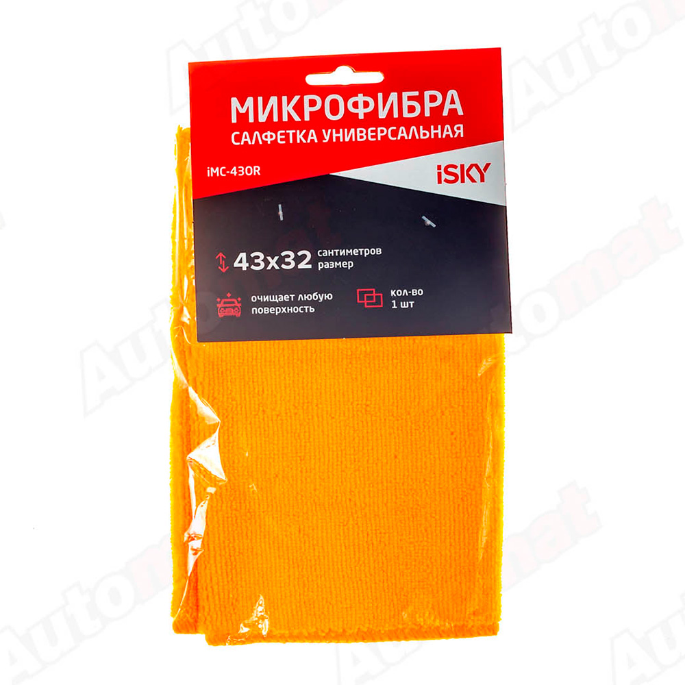Салфетка iSky для ухода за автомобилем, оранжевая, 43х32 см / iMC-43OR