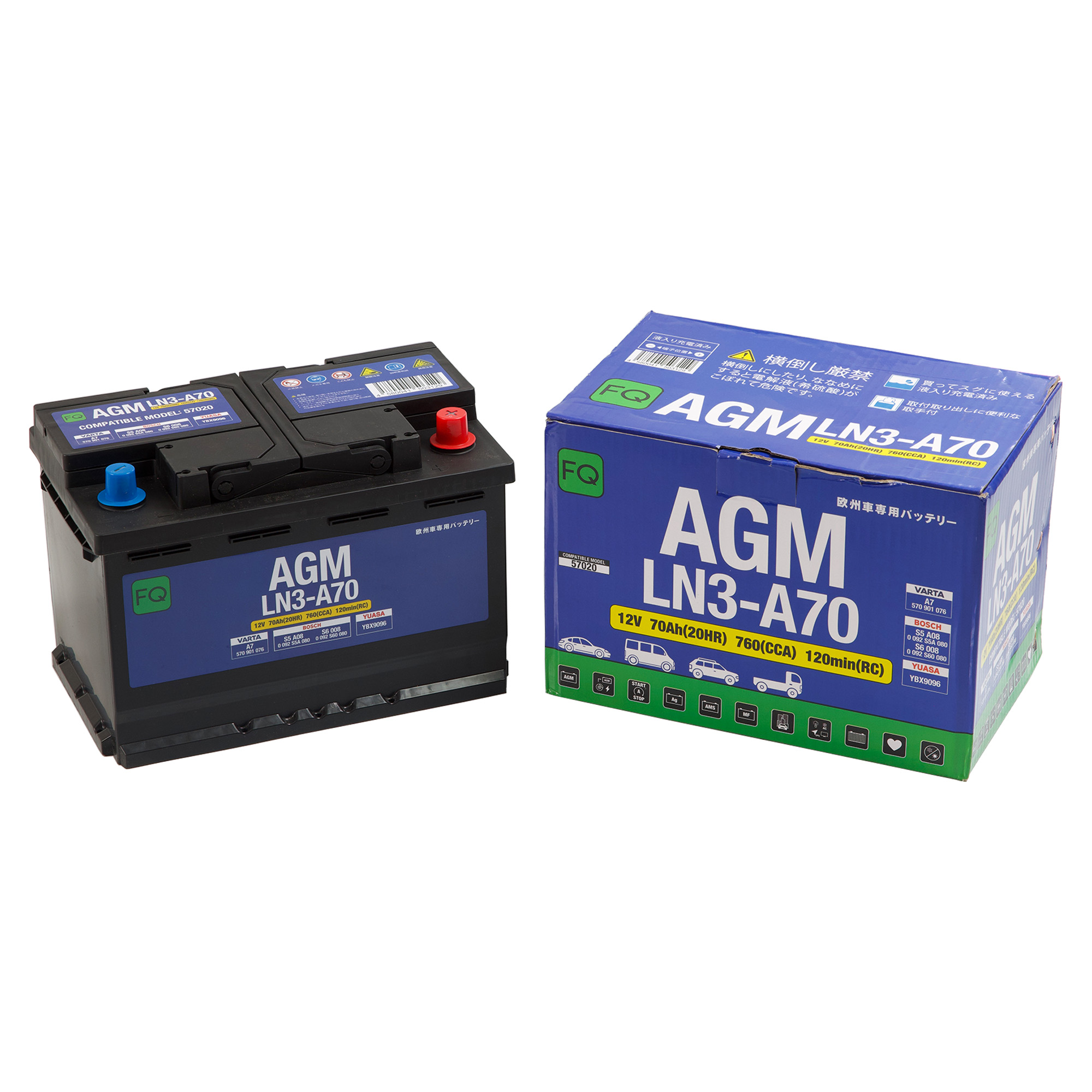 Аккумулятор FQ DIN EURO AGM LN3-A70 70Ah