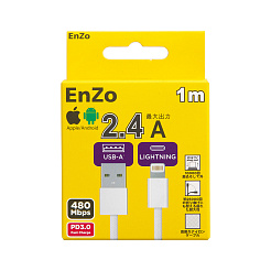 Кабель EnZo USB 2.0 Type-A Lightning плетеный белый 1м AL12-BB1