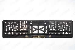 Рамка номера пластмасовая, с защелкой, тиснение Золотом NISSAN (черная)