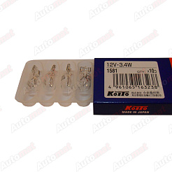 Лампа дополнительного освещения Koito 12V 3.4W T10 Р1581, 2шт
