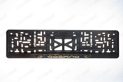 Рамка номера пластмасовая, с защелкой, тиснение Золотом SUBARU (черная)